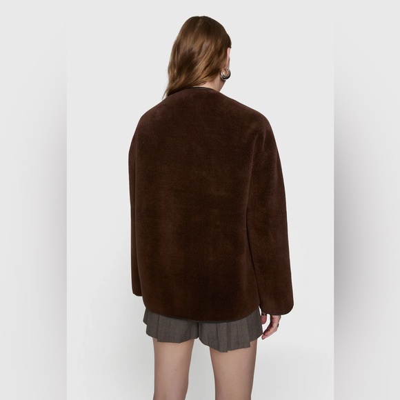 REBECCA MINKOFF Chocolate Shearling Toggle Jacket Coat - Picture 4 of 4